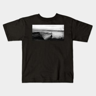 Monochrome Fishing Boats, Isle of Mull Kids T-Shirt